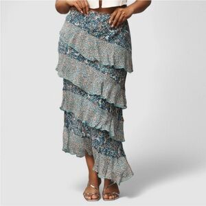 By Anthropologie Ruffle Flounce Maxi Skirt – SP (Small Petite)
